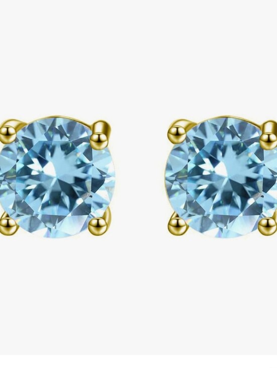24K yellow gold-plated created mystic topaz stud earrings featuring a round cut. main image 0